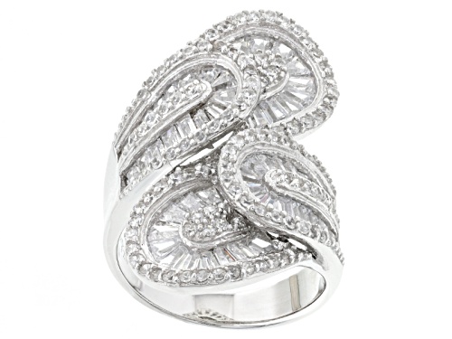 Bella Luce ® White Diamond Simulant 5.96ctw Rhodium Over Sterling Silver Ring (3.64ctw Dew) - Size 6