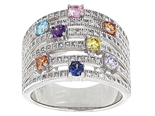 Bella Luce ® 2.50ctw Multicolor Gemstone Simulants Rhodium Over Sterling Silver Ring - Size 6