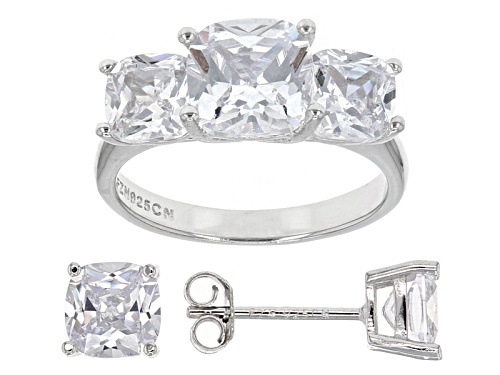 Bella Luce ® 8.69ctw Rhodium Over Sterling Silver Ring And Earrings (5.40ctw Dew)
