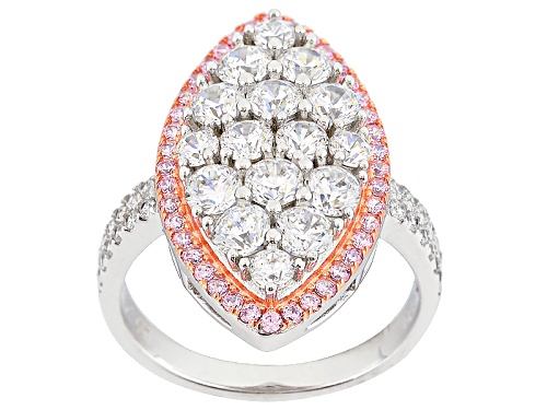 Bella Luce ®3.71ctw Pink And White Diamond Simulants Rhodium And 14k Rose Gold Over Sterling Ring - Size 7