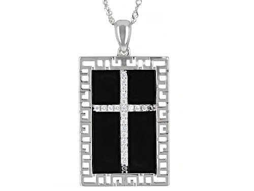 Photo of Bella Luce ® 0.39ctw White Diamond Simulant Rhodium Over Silver Men's Cross Pendant With Chain