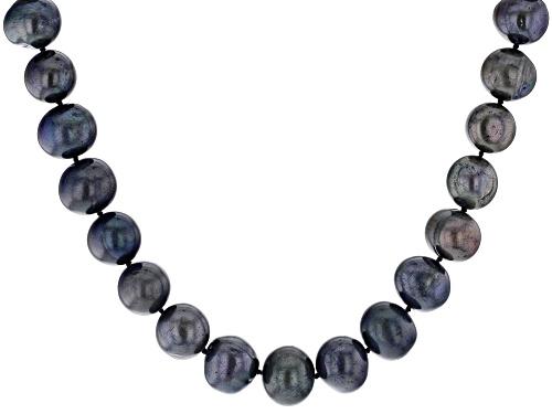 12-13mm Black Cultured Freshwater Pearl Sterling Silver 20 Inch Strand Necklace - Size 20