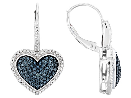 Emulous™ Diamond Accent Round Blue Velvet Diamond™ and White Diamond Rhodium Over Brass Earrings