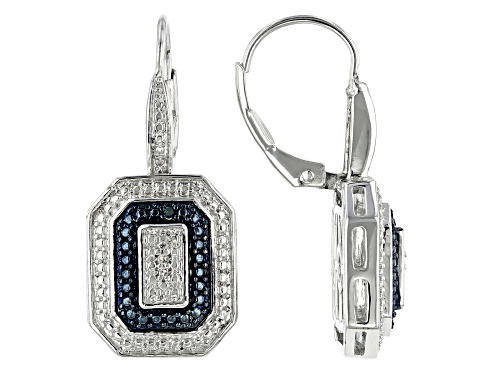Emulous™ Diamond Accent Round Blue Velvet Diamond™ and White Diamond Rhodium Over Brass Earrings