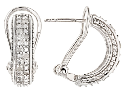 Emulous™ 0.20ctw Round White Diamond Rhodium Over Brass J-Hoop Earrings