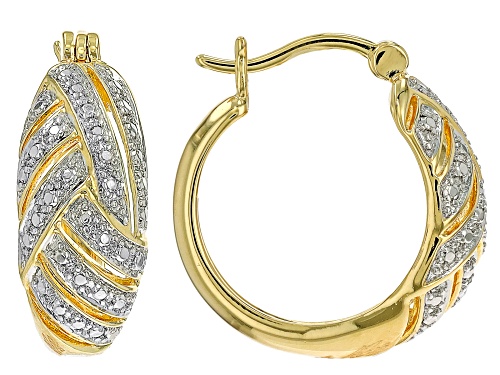 Emulous™ Round White Diamond Accent 14k Yellow Gold Over Brass Hoop Earrings