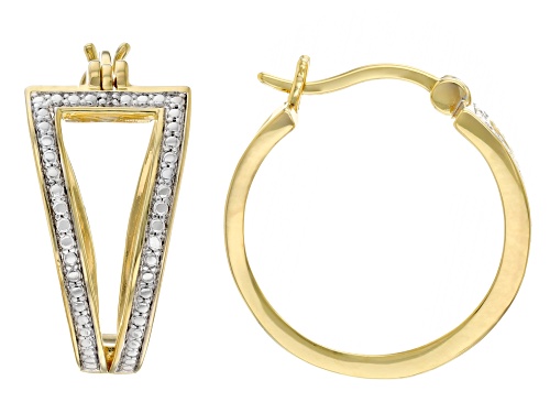 Emulous™ Round White Diamond Accent 14k Yellow Gold Over Brass Hoop Earrings