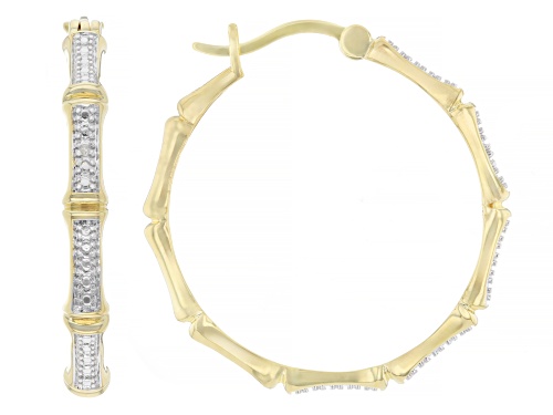 Emulous™ Round White Diamond Accent 14k Yellow Gold Over Brass Bamboo Hoop Earrings
