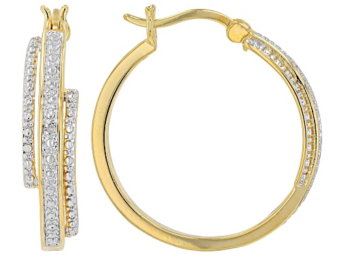 Emulous™ Round White Diamond Accent 14k Yellow Gold Over Brass Hoop Earrings
