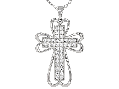 1.29ctw Lab Created White Sapphire Rhodium Over Brass Pendant With Chain
