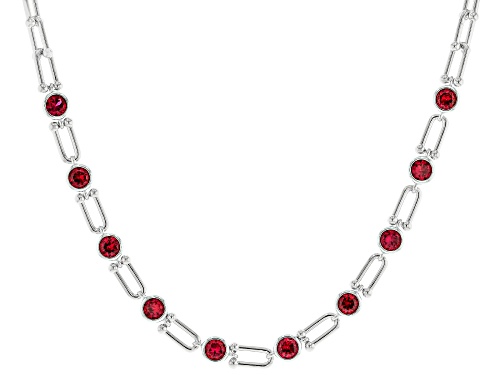 8.59ctw Lab Created Ruby Rhodium Plated Necklace - Size 20