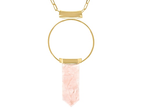 Artisan Collection Of Brazil™ Rose Quartz 18K Yellow Gold Over Brass Pendant With 28" Chain