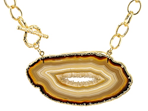 Photo of Artisan Collection Of Brazil™ Free-Form Agate Slab 18K Gold Over Brass Link Necklace - Size 20