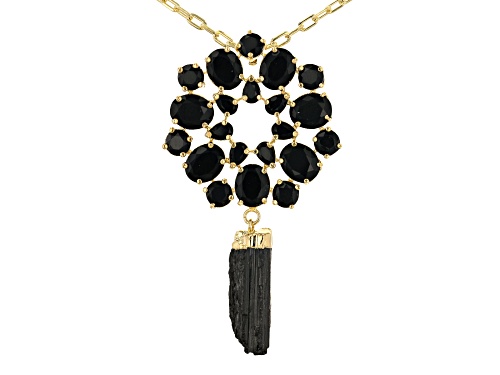 Photo of Artisan Collection of Brazil™ Tourmaline With Black Glass 18K Gold Over Brass Paper Clip Necklace
