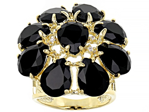 Photo of Artisan Collection of Brazil™ Black Glass & Cubic Zirconia 18K Yellow Gold Over Brass Ring - Size 6