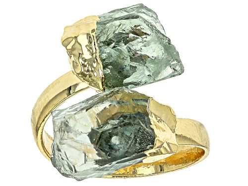 Artisan Collection Of Brazil™ Rough Prasiolite 18k Yellow Gold Over Brass Ring - Size 9
