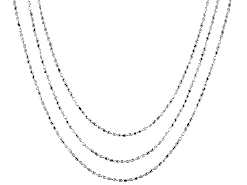 Sterling Silver Diamond Cut Bead Link 18, 24, And 28 Inch Chain Set Of 3