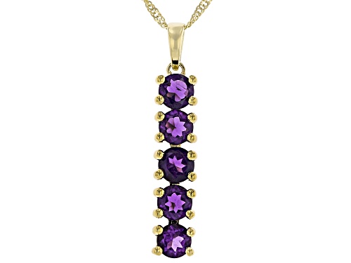 0.91ctw African Amethyst 14K Yellow Gold 5-Stone Pendant with Chain