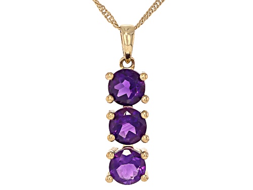 1.01ctw Amethyst 10K Yellow Gold Pendant with Chain