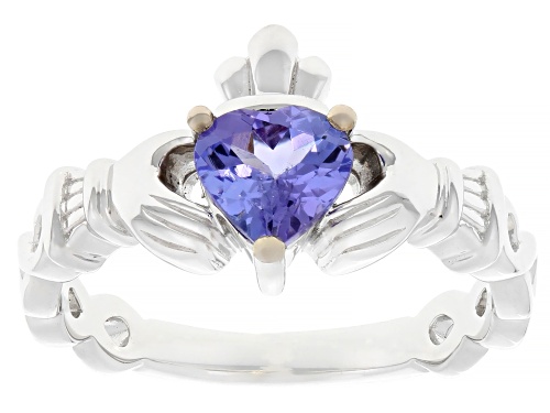 0.59ct Tanzanite Rhodium Over Sterling Silver Ring - Size 7