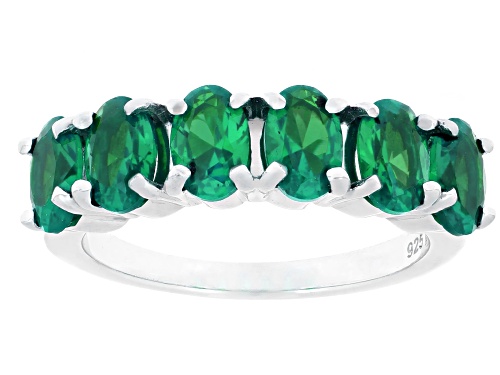2.35ctw Lab Created Emerald Rhodium Over Sterling Silver 7-Stone Ring - Size 7