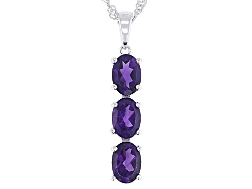 1.75ctw African Amethyst Rhodium Over Sterling Silver Pendant with Chian
