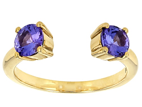 0.73ctw Tanzanite 10K Yellow Gold Cuff Ring - Size 9