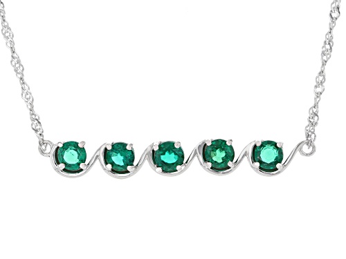 0.86ctw Lab Created Emerald Rhodium Over Sterling Silver Necklace - Size 18
