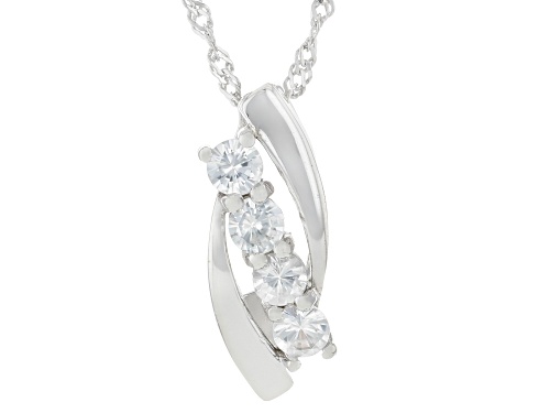 0.62ctw White Zircon Rhodium Over Sterling Silver 4-Stone Pendant With Chain