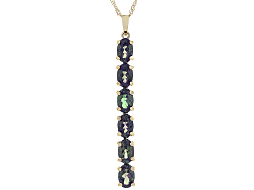 2.35ctw Lab Created Alexandrite 10K Yellow Gold 6-Stone Pendant With Chain