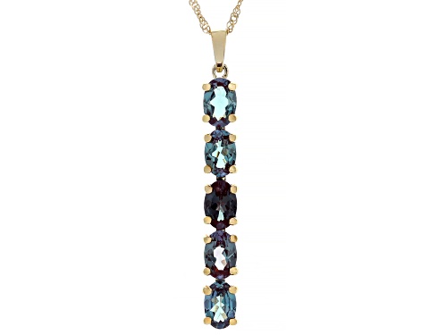 1.95ctw Lab Created Alexandrite 10K Yellow Gold 5-Stone Pendant With Chain