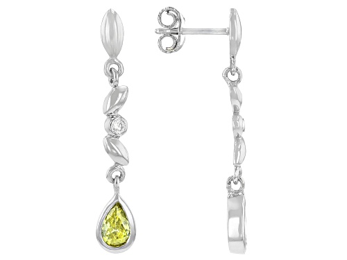 Bella Luce ® 1.30ctw Green Peridot And White Diamond Simulants Rhodium Over Silver Earrings