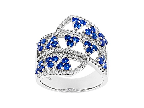 Photo of Bella Luce ® 2.42ctw Lab Created Blue Spinel And White Diamond Simulant Rhodium Over Silver Ring - Size 7