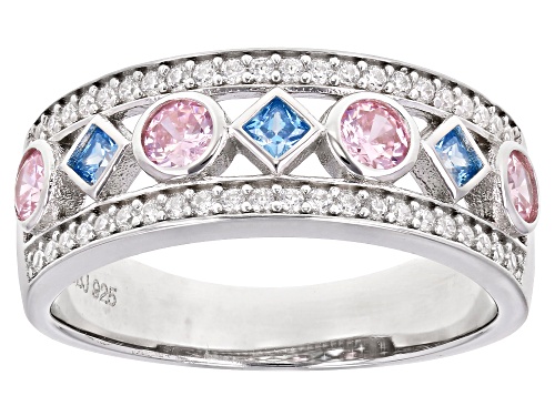 Bella Luce ® Esotica™ Neon Apatite, Pink, And White Diamond Simulants Rhodium Over Silver Ring - Size 8