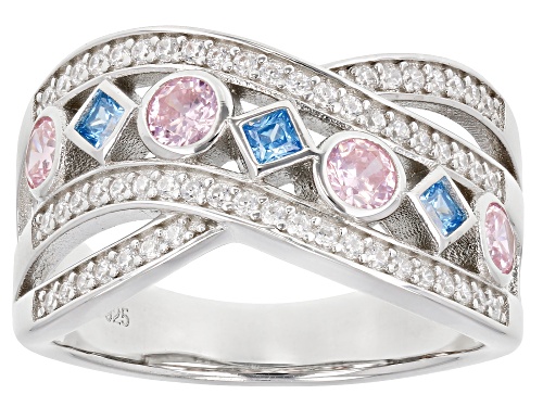 Bella Luce ® Esotica™ Neon Apatite, Pink, And White Diamond Simulants Rhodium Over Silver Ring - Size 5