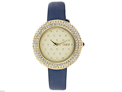 Photo of Burgi™ Gold Tone Stainless Steel and Blue Leather Band Watch