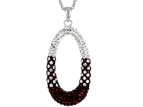 Photo of Red And White Crystal Rhodium Over Brass Pendant With Chain