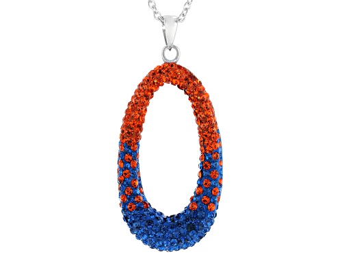 Photo of Blue And Orange Crystal Rhodium Over Brass Pendant With Chain