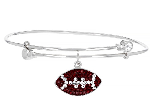 Photo of Red And White Crystal Rhodium Over Brass Football Dangle Bracelet