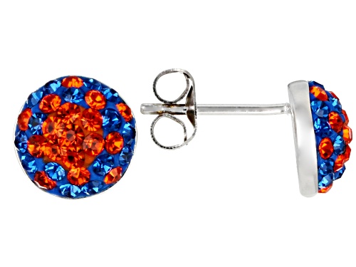 Photo of Blue And Orange Crystal Rhodium Over Brass Stud Earrings
