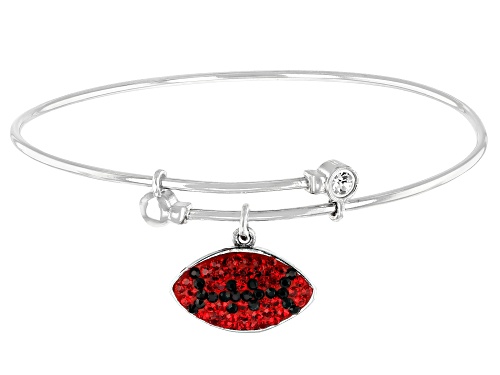 Photo of Red And Black Crystal Rhodium Over Brass Football Dangle Bracelet