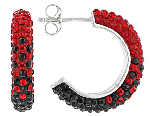 Photo of Red And Black Crystal Rhodium Over Brass Earring