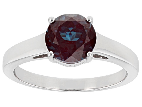 1.96ct Round Lab Created Alexandrite Rhodium Over Sterling Silver Solitaire June Birthstone Ring - Size 8