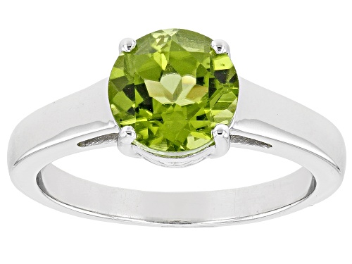 1.70ct Round Manchurian Peridot™ Rhodium Over Sterling Silver Solitaire August Birthstone Ring - Size 6