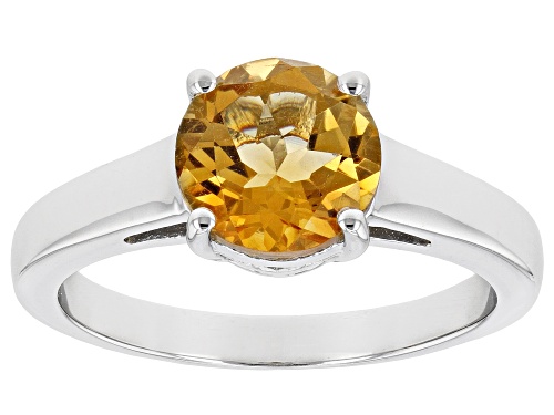 1.53ct Round Brazilian Citrine Rhodium Over Sterling Silver Solitaire November Birthstone Ring - Size 8