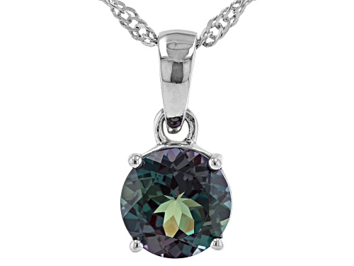 1.96ct Round Lab Alexandrite Rhodium Over Sterling Silver June Birthstone Pendant With Chain