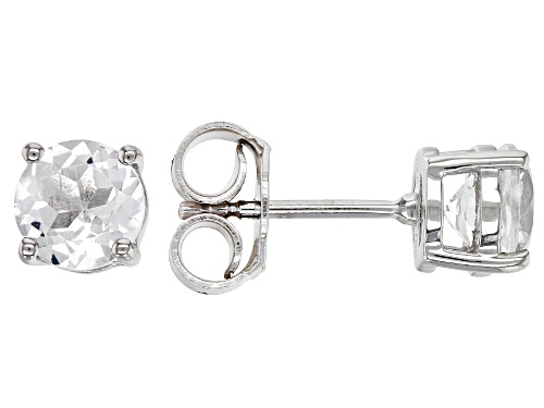 1.70ctw Round White Topaz Rhodium Over Sterling Silver April Birthstone Stud Earrings