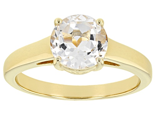 2.37ct Round White Topaz 18k Yellow Gold Over Sterling Silver April Birthstone Ring - Size 10
