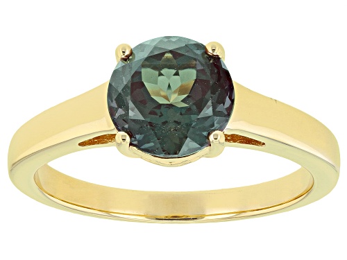 2.28ct Round Lab Created Alexandrite 18k Yellow Gold Over Sterling Silver June Birthstone Ring - Size 7
