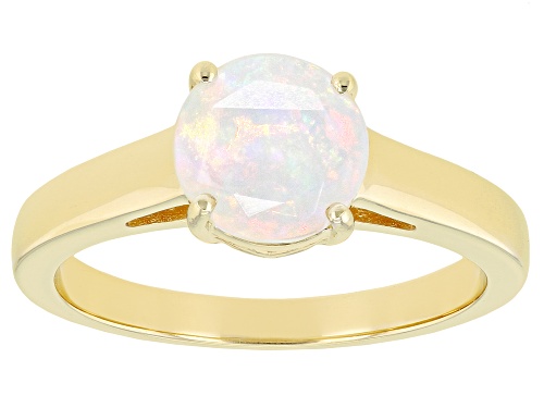 1.04ct Round Ethiopian Opal 18k Yellow Gold Over Sterling Silver October Birthstone Ring - Size 7